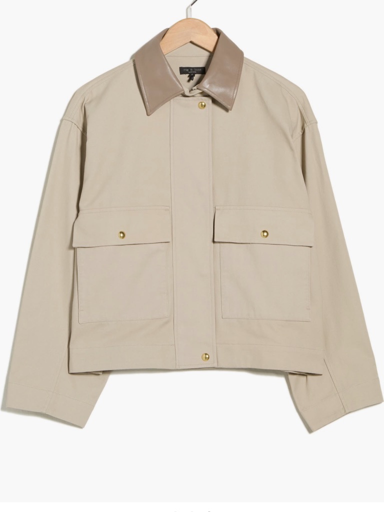 Rag & Bone Sandstone Nessa Jacket With Faux Leather Collar Nwt